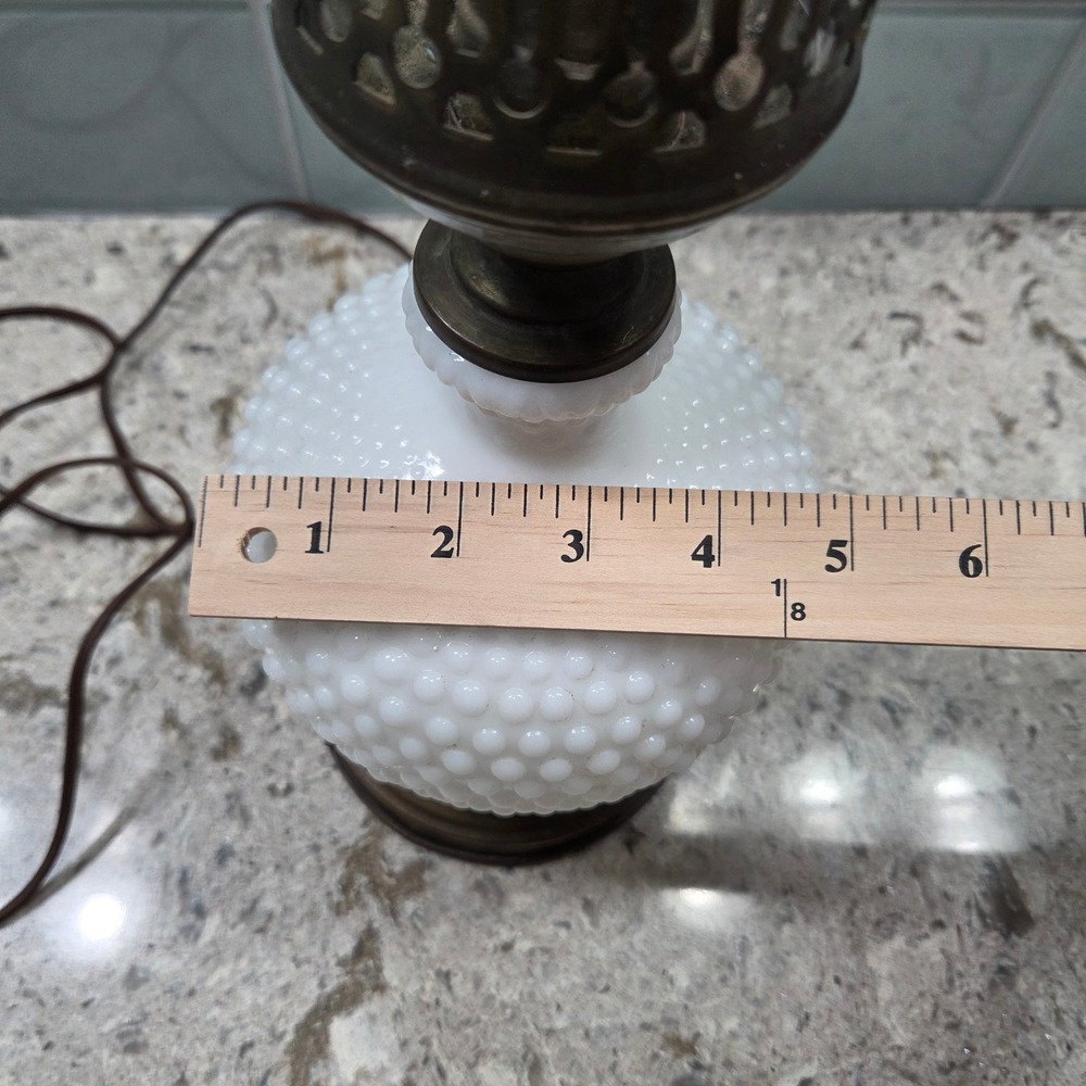 Vintage Hobnail Milk Glass Hurricane Lamp White Electric Tabletop Light - Picture 3 of 14